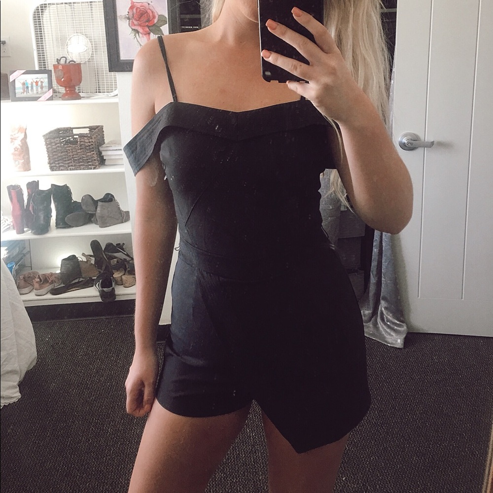 Greylin Black Asymmetric Romper